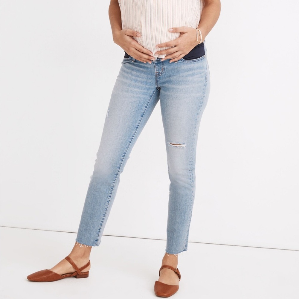 Maternity Side-Panel Perfect Vintage Jeans in Coffey Wash, size 24